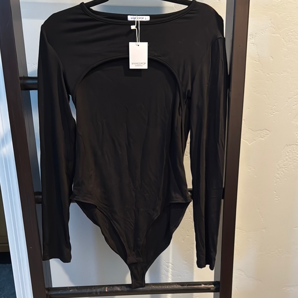 Mangopop Black Long Sleeve Bodysuit